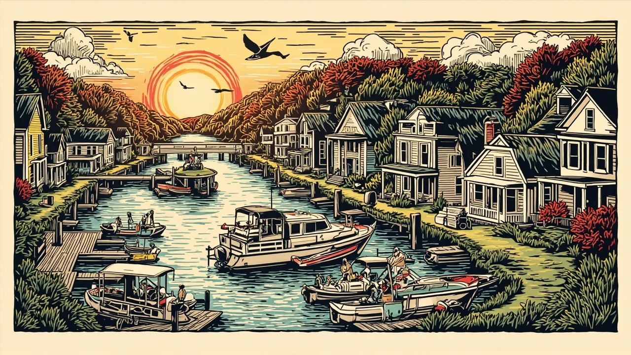 Illustrated Byrdstown scene — the artwork behind this city's word search puzzle