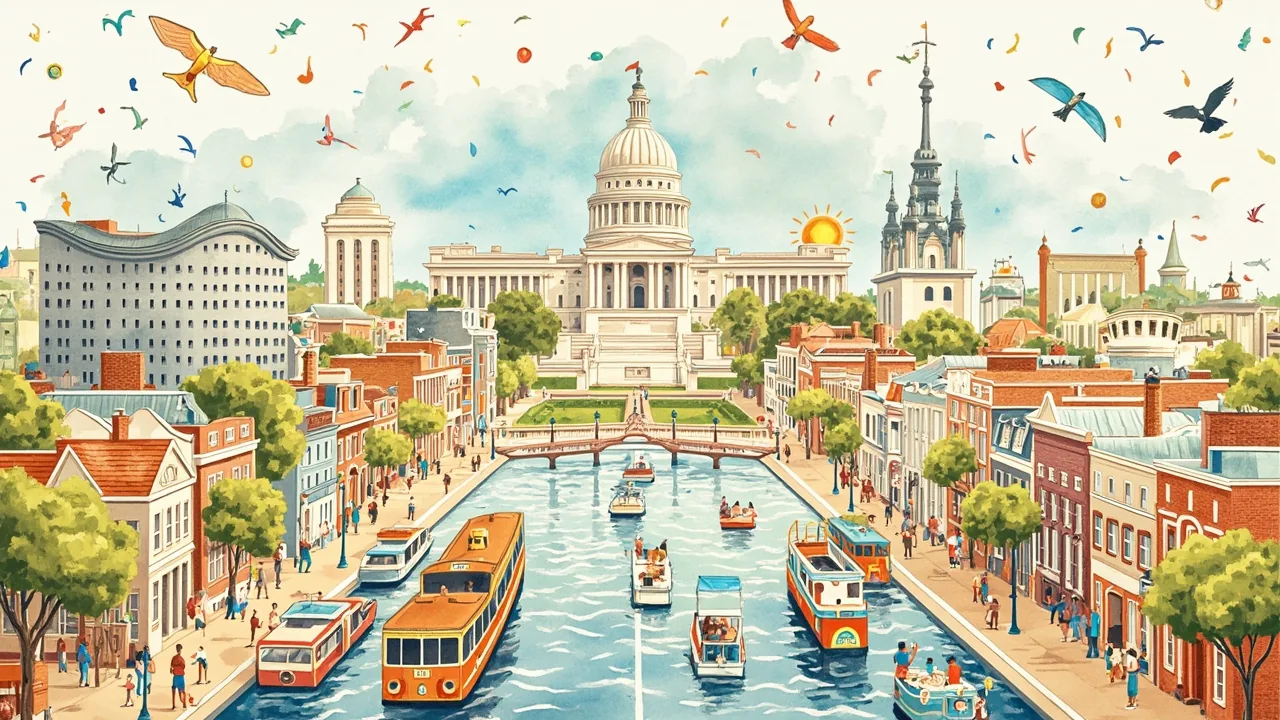 Illustrated Charleston scene — the artwork behind this city's word search puzzle