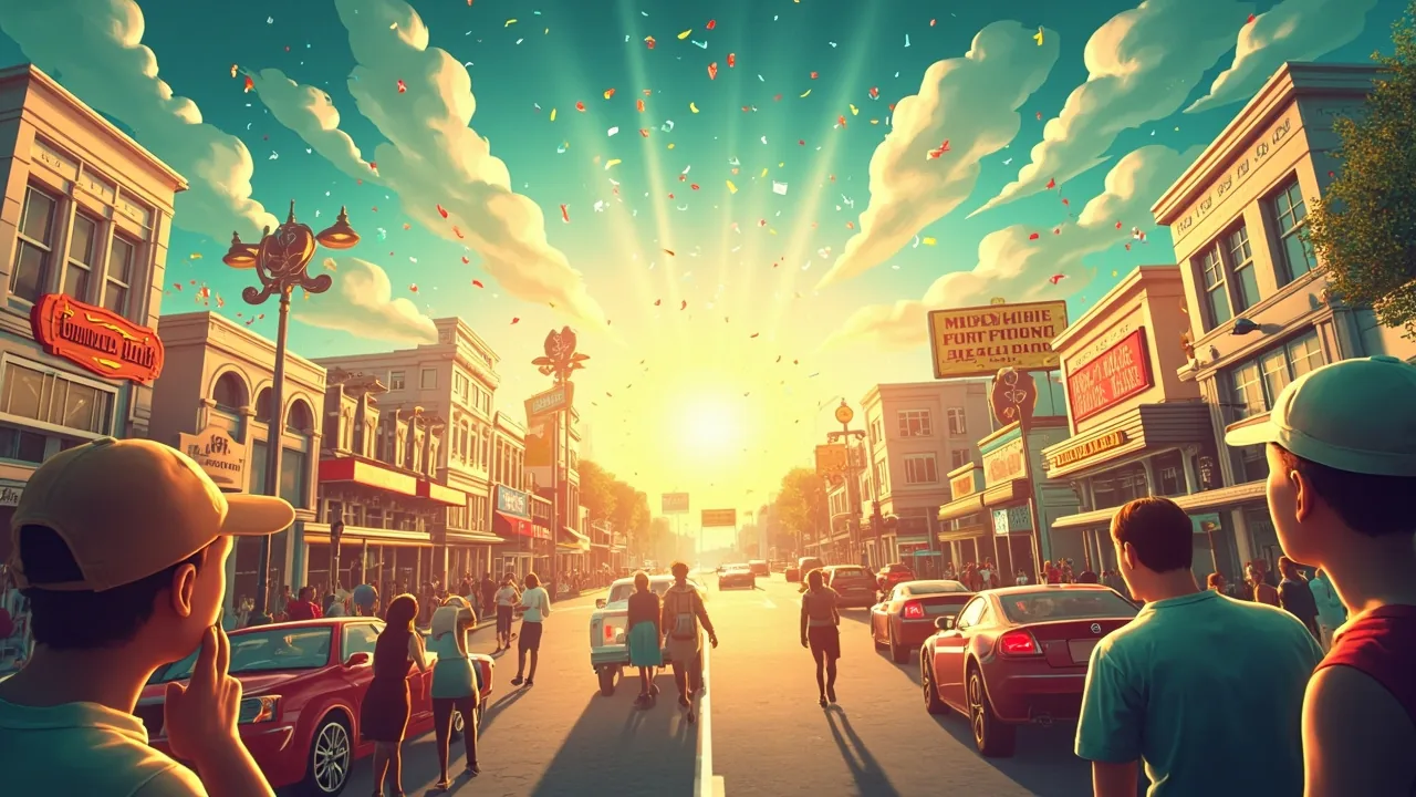 Illustrated Council Bluffs scene — the artwork behind this city's word search puzzle
