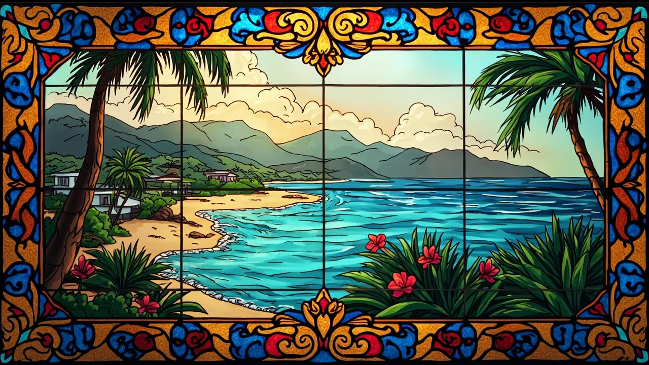 Hawaii word search — AI-generated theme artwork