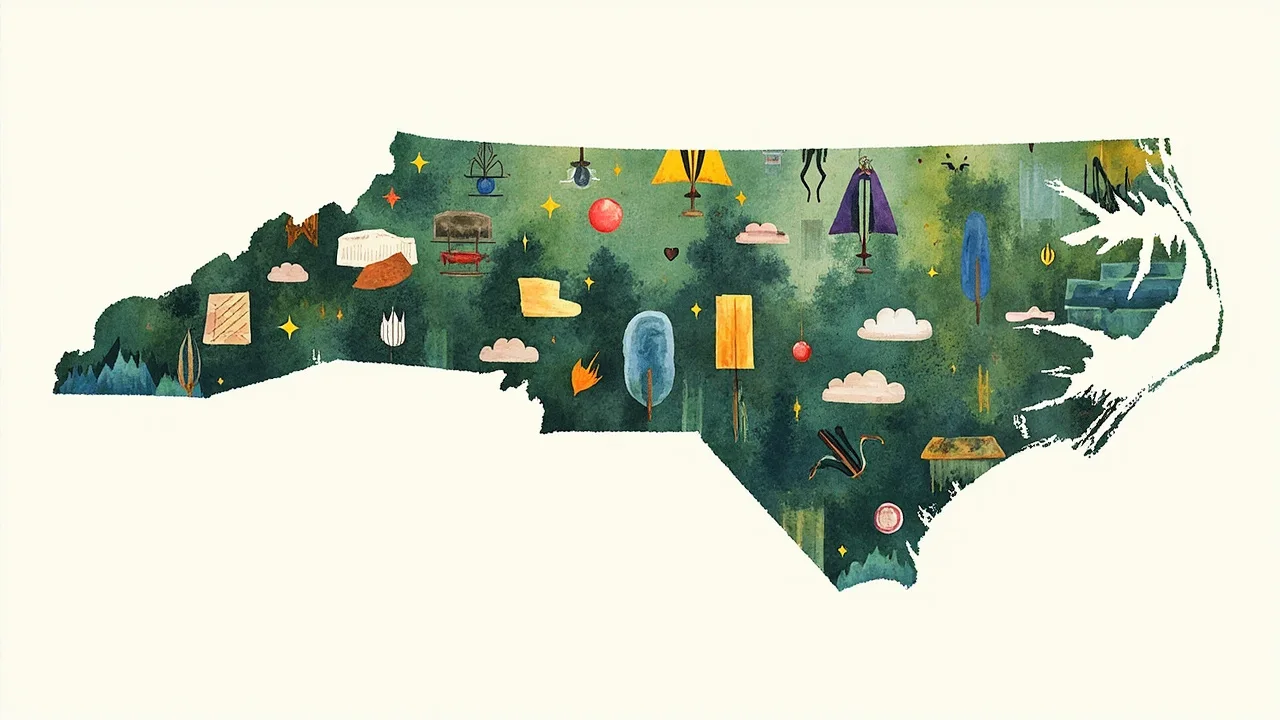 North Carolina word search — AI-generated theme artwork