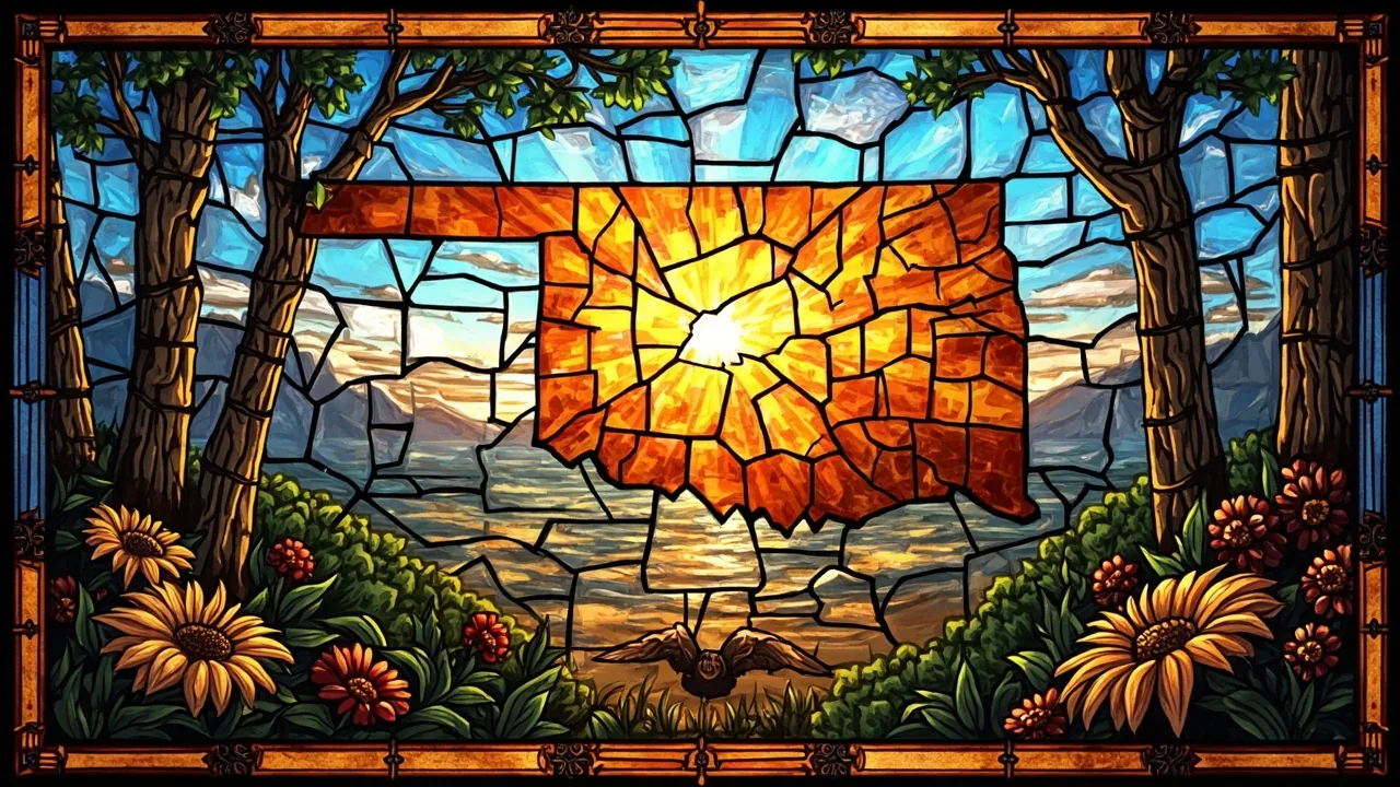 Oklahoma word search — AI-generated theme artwork