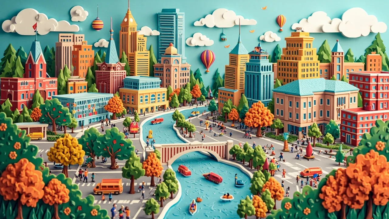 Illustrated Willowdale scene — the artwork behind this city's word search puzzle