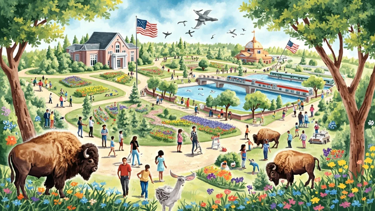 Illustrated Buffalo Grove scene — the artwork behind this city's word search puzzle
