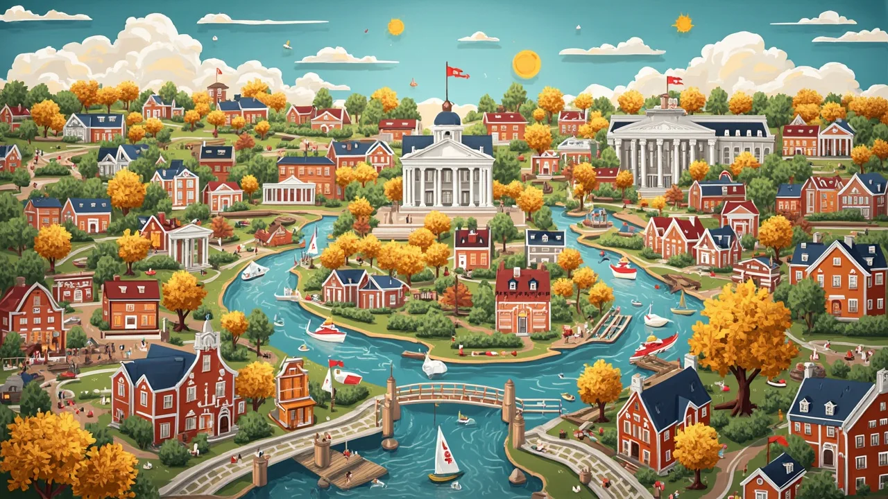 Illustrated Free Union scene — the artwork behind this city's word search puzzle