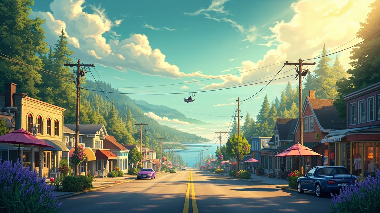 Illustrated Sequim scene — the artwork behind this city's word search puzzle