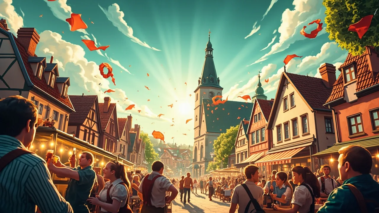 Illustrated Rotenburg scene — the artwork behind this city's word search puzzle