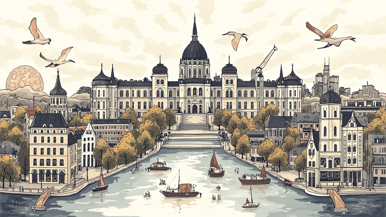 Illustrated Ottawa scene — the artwork behind this city's word search puzzle