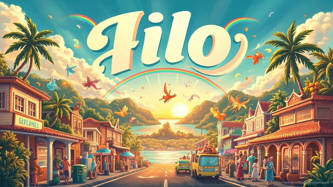 Illustrated Hilo scene — the artwork behind this city's word search puzzle