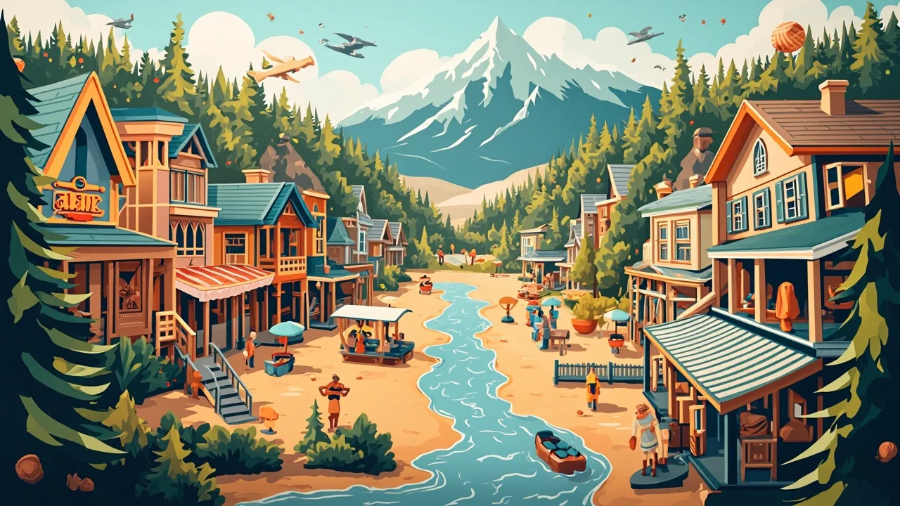 Illustrated Mission scene — the artwork behind this city's word search puzzle