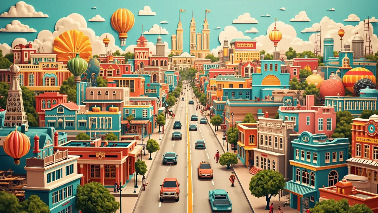 Illustrated Killeen scene — the artwork behind this city's word search puzzle