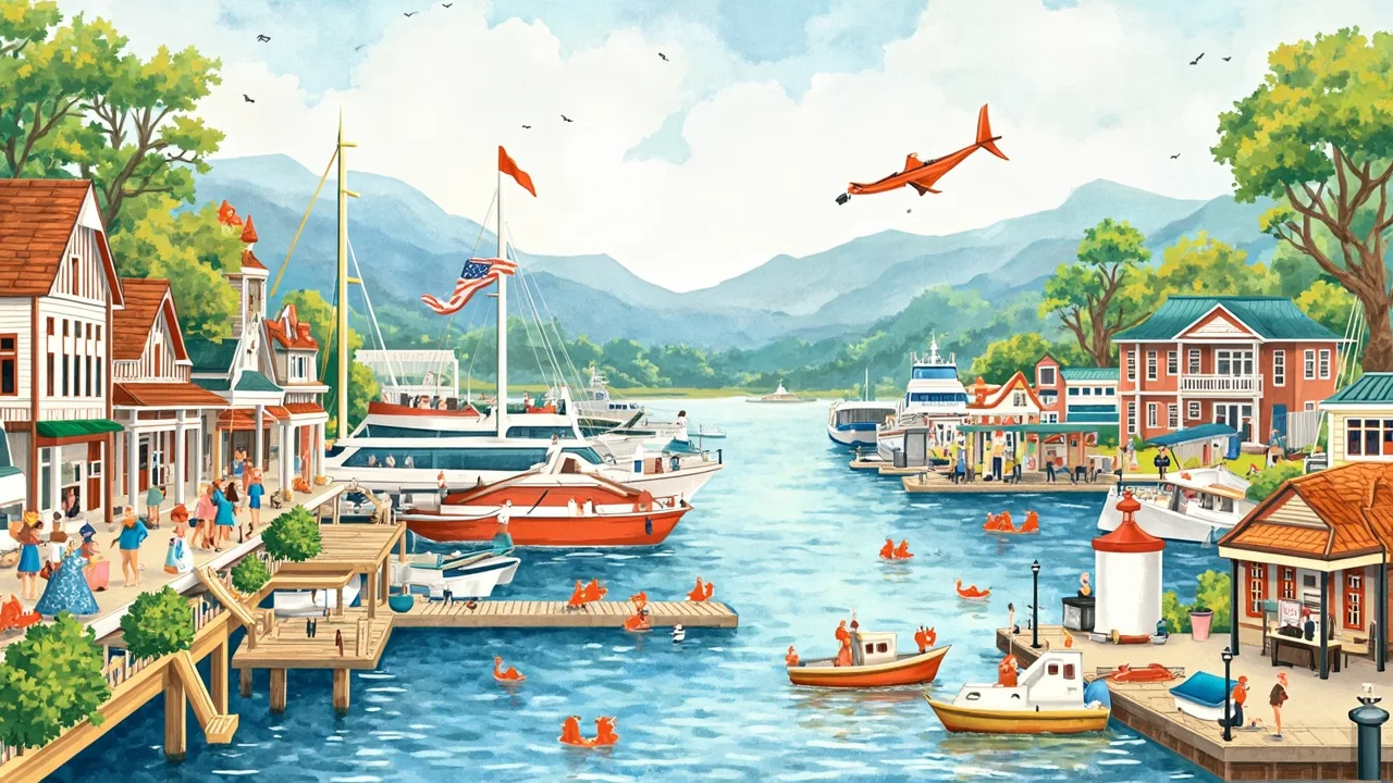 Illustrated Campbell River scene — the artwork behind this city's word search puzzle