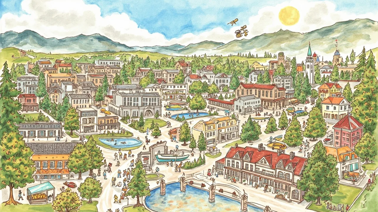 Illustrated Vernon scene — AI-generated artwork behind this city's word search puzzle